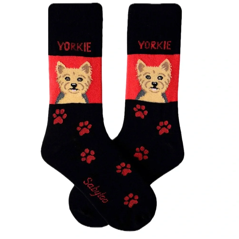 Sabyloo Yorkie Dog Socks - Black and Red